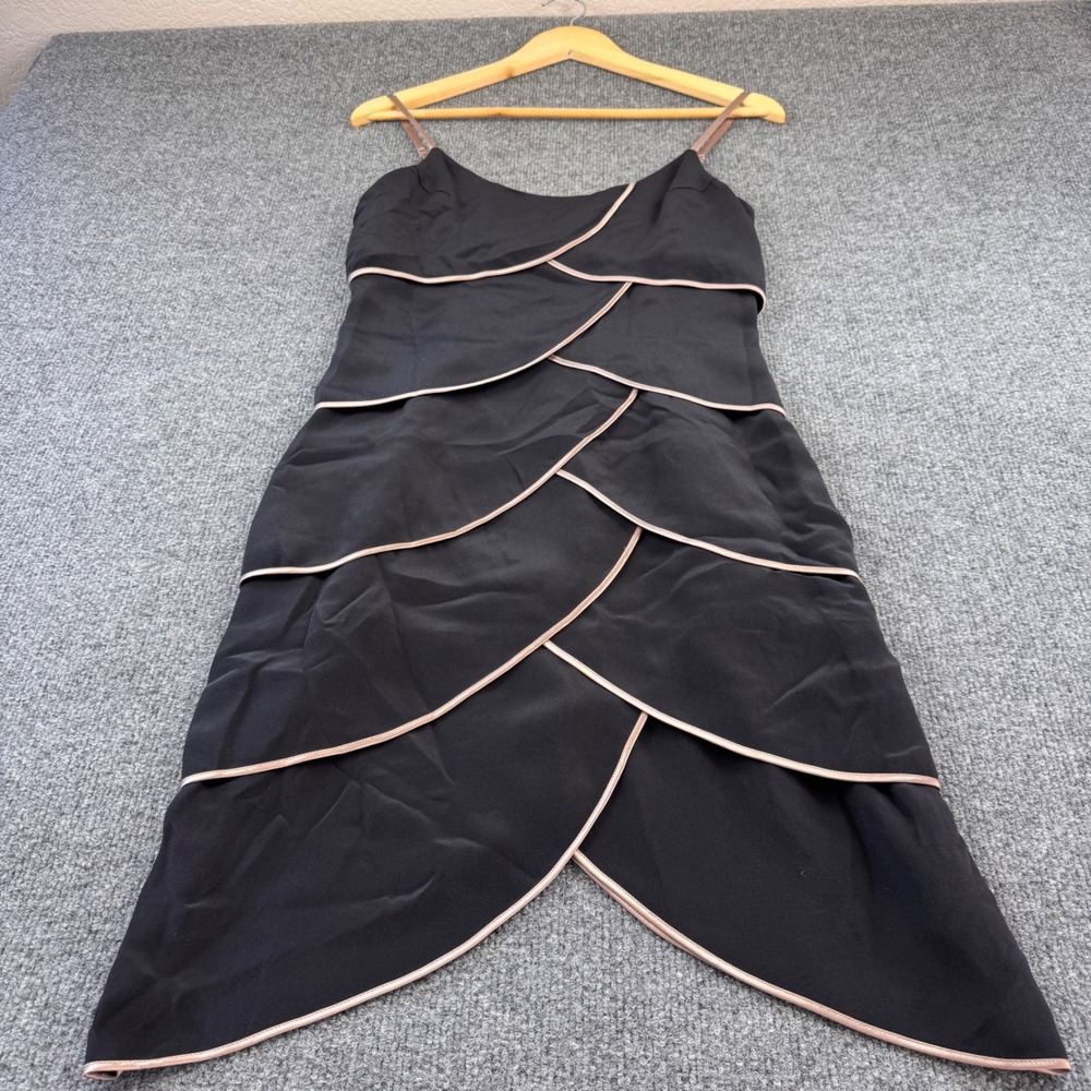 Jay Godfrey Dress Women 6 Black Excellent Silk Petal Tulip Cocktail Mini Dress